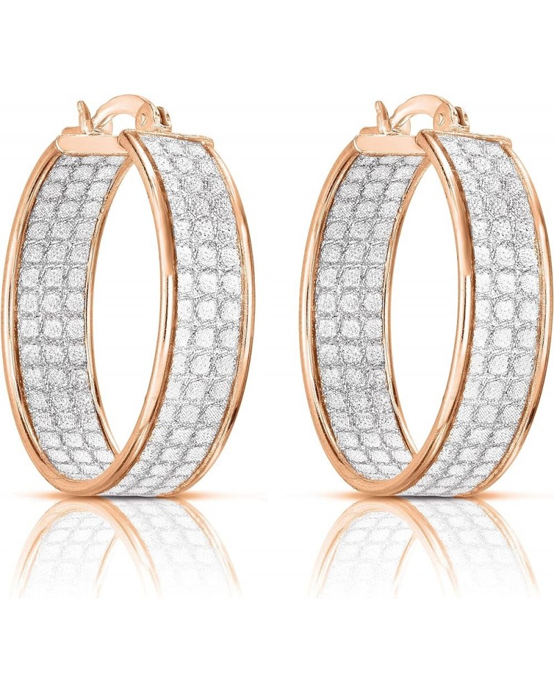 18K Gold Plated 925 Sterling Silver Cubic Zirconia Crystal Dust Round Hoop Earrings for Women & Girls Rose Gold $15.95 Earrings