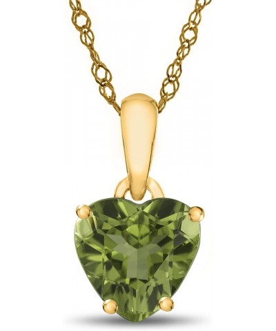 Solid 10k White Gold 7mm Heart Shaped Center Stone Pendant Necklace Peridot Yellow Gold $54.25 Necklaces