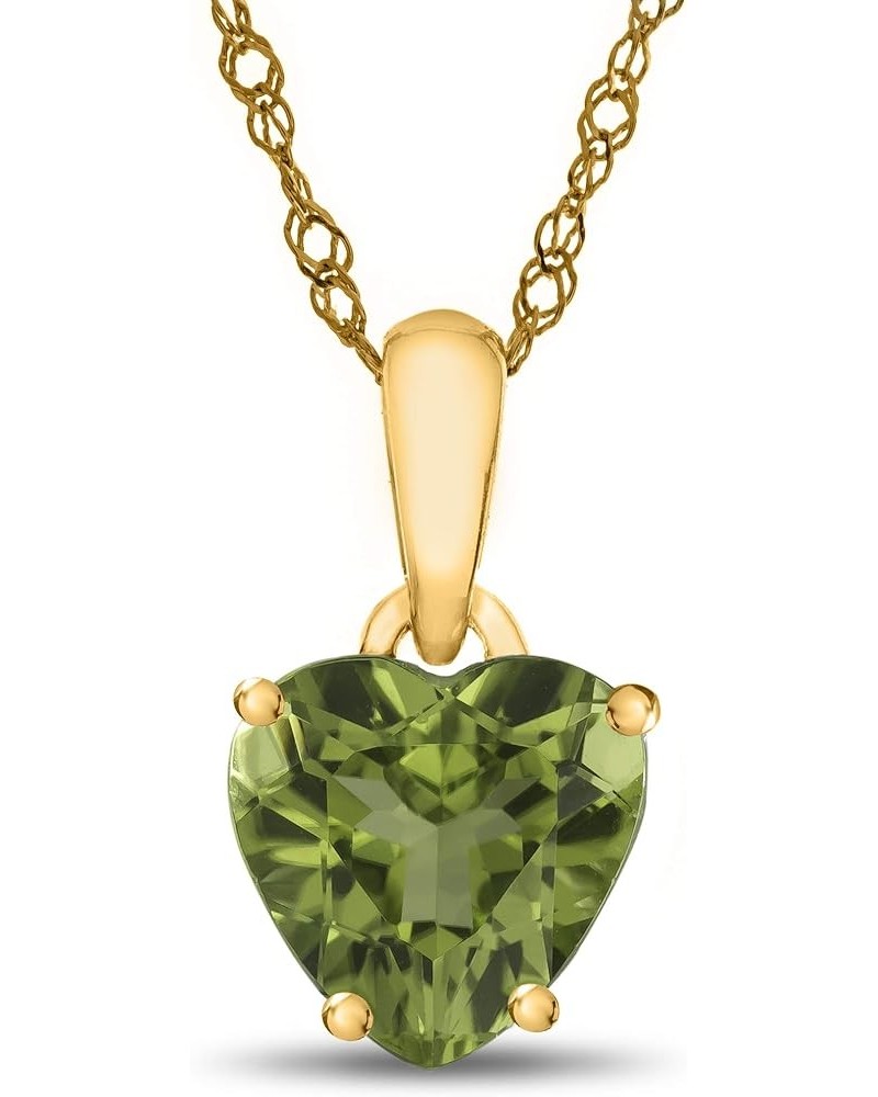 Solid 10k White Gold 7mm Heart Shaped Center Stone Pendant Necklace Peridot Yellow Gold $54.25 Necklaces