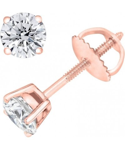 Round Diamond stud (IGI Certified 0.70 ct & up) ScrewBack 14K 0.04ct-2.00ct Clarity-I3 Rose Gold 0.65 carats $50.33 Earrings