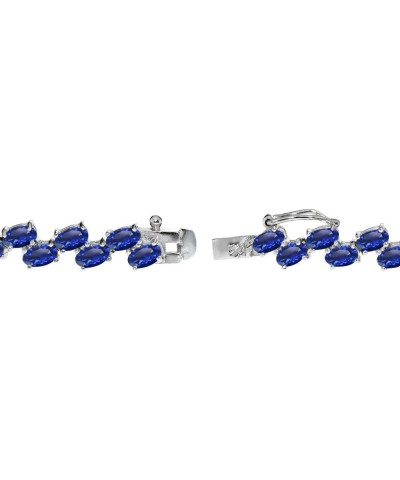 Sterling Silver Genuine, Created or Simulated Gemstone 5x3mm Oval Wave Tennis Bracelet for Women Created Blue Sapphire $43.99...