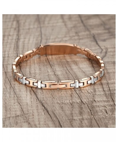 Fashion Lady Stainless steel Medical Alert id Bracelets with Free Engraving ROSE GOLD 8.5 Inches $19.59 Bracelets