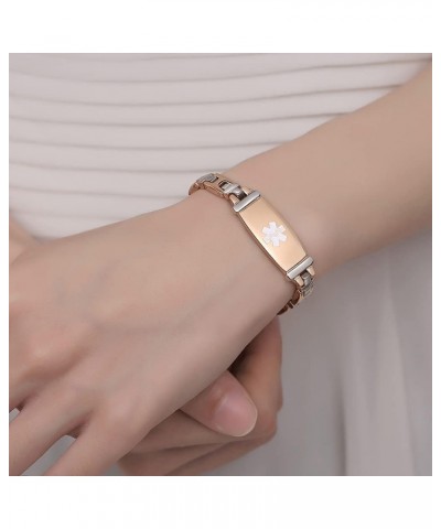 Fashion Lady Stainless steel Medical Alert id Bracelets with Free Engraving ROSE GOLD 8.5 Inches $19.59 Bracelets