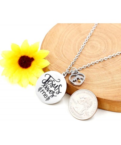 Jesus Loves Me Necklace with Real Mustard Seed Charms Christian Pendant Stainless Steel Heart Mountain $8.25 Necklaces