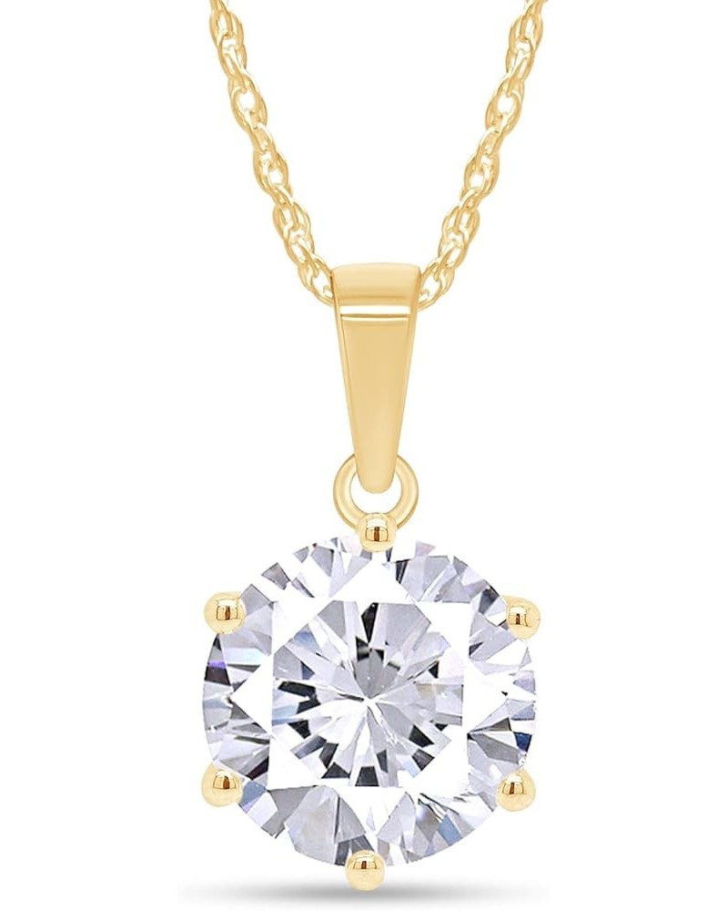 3 Carat Moissanite Pendant Necklace In 18K Gold Plated Silver D Color Ideal Cut Lab Created Diamond Necklace for Women with C...