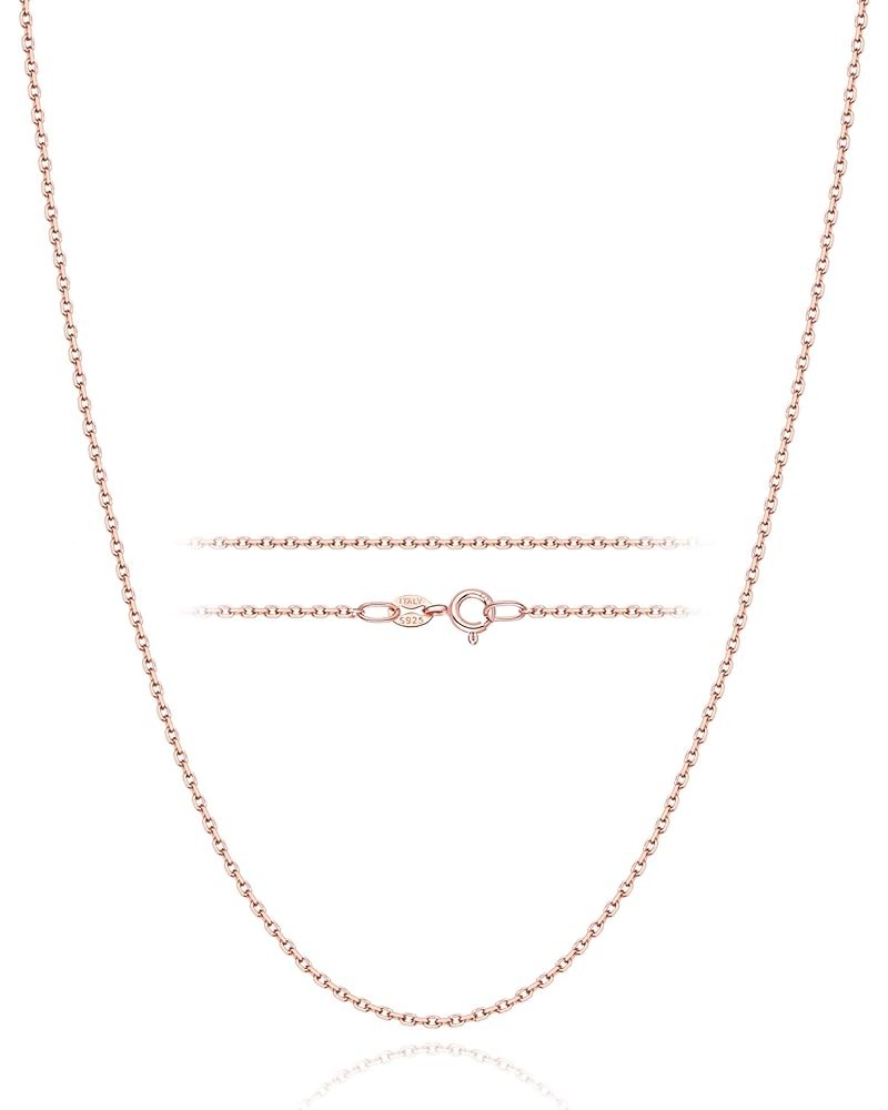 Solid 18K Gold Over 925 Sterling Silver Chain Necklace for Women Girls, 1.2mm Cable Chain Dainty & Thin & Sturdy Women's Chai...