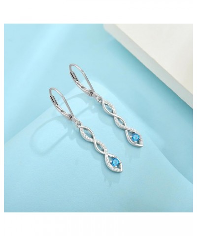 Infinity Dangle Drop Earrings for Women 925 Sterling Silver CZ Birthstone Earrings Leverback Lightweight Earrings Style 01-Ma...