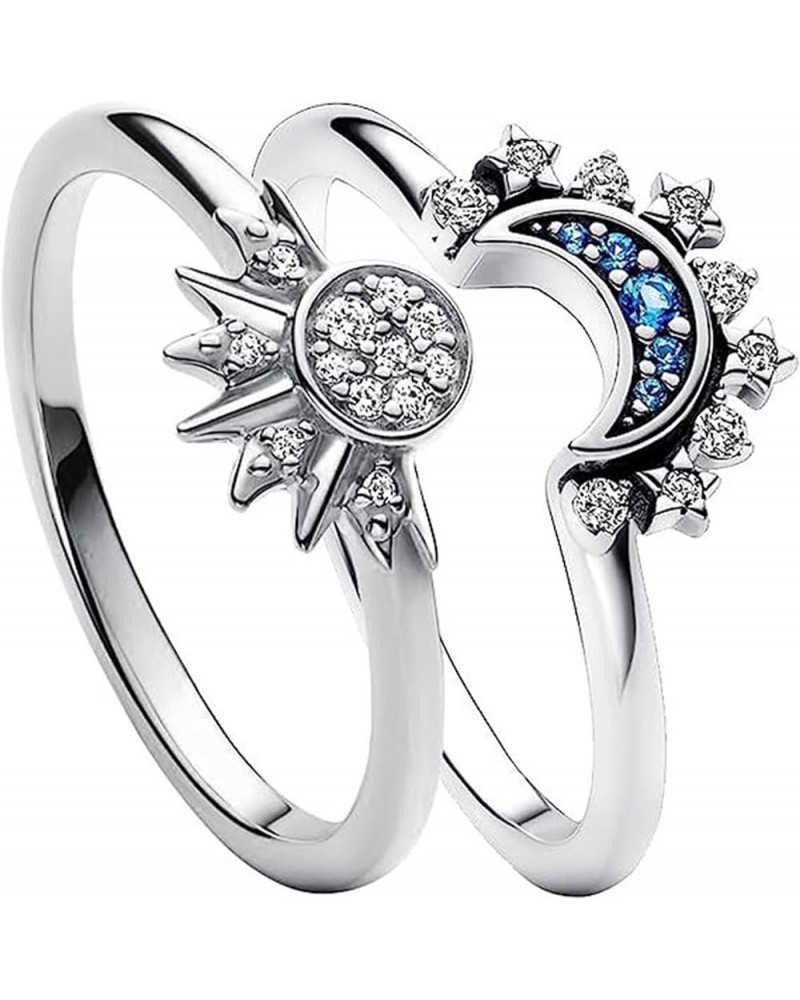 Pair of Celestial Sun and Moon Ring Set, Friendship Promise Matching Rings, Anniversary Birthday Gifts for Women 9 B $7.64 Rings