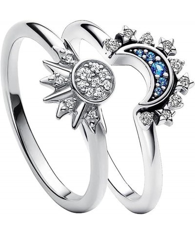 Pair of Celestial Sun and Moon Ring Set, Friendship Promise Matching Rings, Anniversary Birthday Gifts for Women 9 B $7.64 Rings