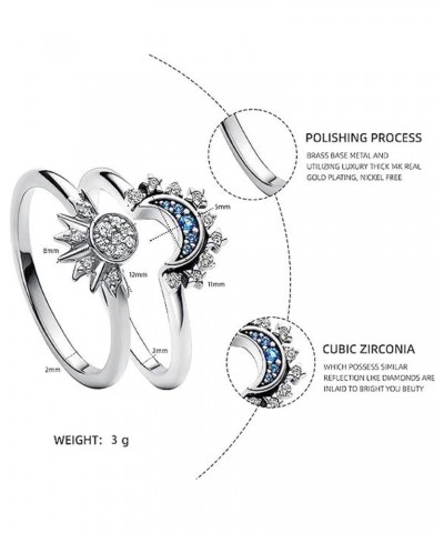 Pair of Celestial Sun and Moon Ring Set, Friendship Promise Matching Rings, Anniversary Birthday Gifts for Women 9 B $7.64 Rings