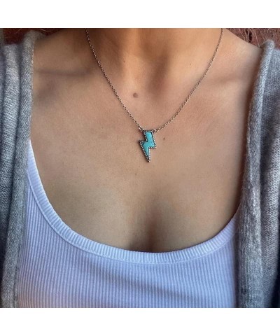 Natural Turquoise Necklace Boho Western Necklaces Jewelry for Women Men Bull Head Cow Tag lightning Bolt Necklace Horseshoe N...