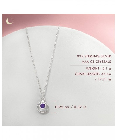 Lumini Women 925 Sterling Silver Simulated Birthstone Pendant Necklace 02. February - Simulated Amethyst $17.09 Necklaces