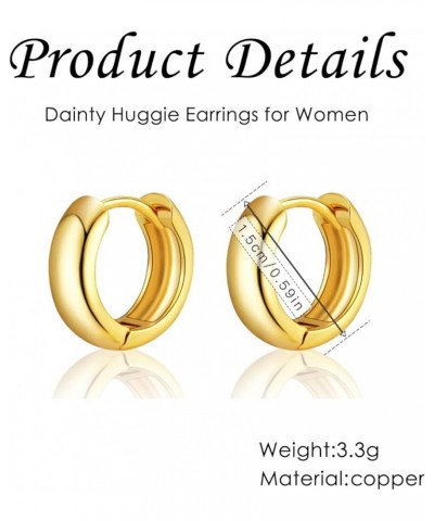 Dainty Huggie Earrings for Women Girls 18k Gold Plated Cubic Zirconia Heart Round Shaped U-Shaped Hoop Earring Simple Shining...