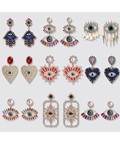 Trendy Ethnic Love Heart Shape Evil Eye Drop Earrings For Women Vintage tement Crystal Dangle Earring Jewelry Gift 54603 $14....