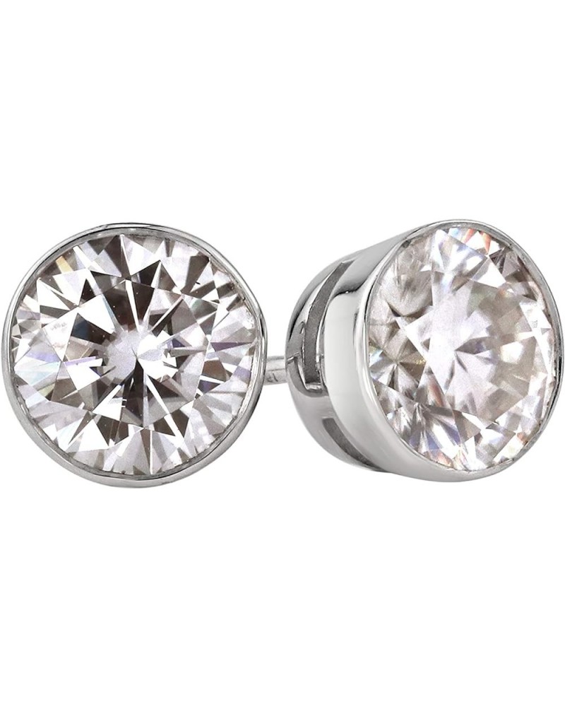 14k Gold Round Moissanite Stud Earrings (1 to 7ct TGW, J-K) Bezel-set, Push-Back White Gold 2.0 carats $316.40 Earrings