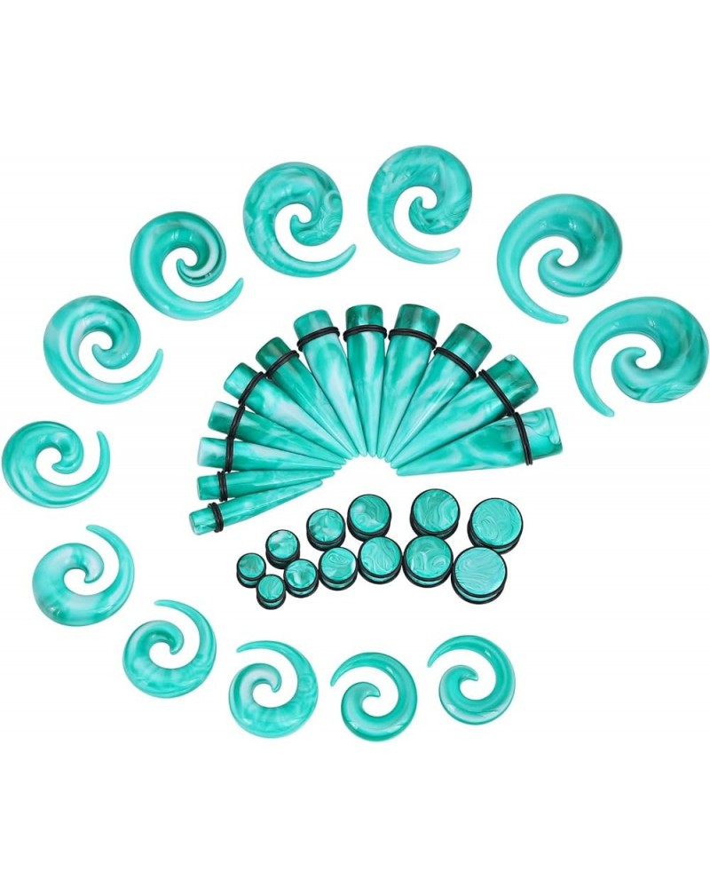 00G-20mm Ear Stretching Kit 36PCS Big Gauge Taper Kit Large Acrylic Tunnel Plug Spiral Set 36pcs, Turquoise White $17.04 Body...