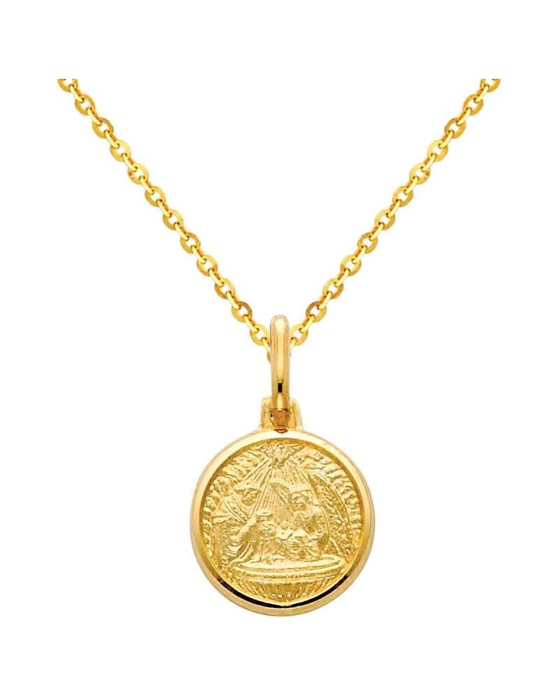 14k Yellow Gold Religious Baptism Medal Charm Pendant with 1.2mm Side Diamond-Cut Rolo Cable Chain Necklace 22.0 Inches $99.0...