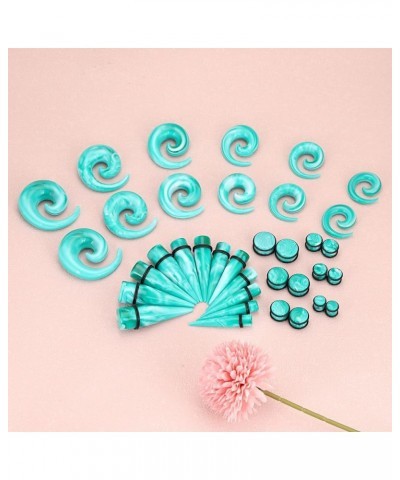 00G-20mm Ear Stretching Kit 36PCS Big Gauge Taper Kit Large Acrylic Tunnel Plug Spiral Set 36pcs, Turquoise White $17.04 Body...