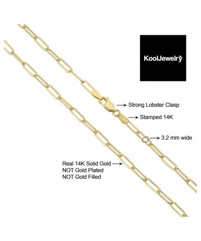 14k Yellow Gold 3.2 mm Polished Capsule Paperclip Chain Necklace (18, 20, 24, 30 or 36 inch) 16.0 Inches $156.95 Necklaces