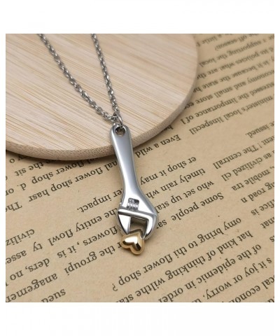 Wrench Tool Urn Necklace for Ashes Spanner Cremation Jewelry Gold Heart Urn Pendant Locket Keepsake Memorial Necklace Brother...