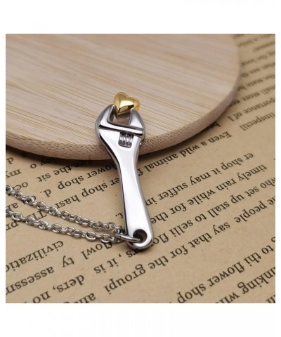 Wrench Tool Urn Necklace for Ashes Spanner Cremation Jewelry Gold Heart Urn Pendant Locket Keepsake Memorial Necklace Brother...