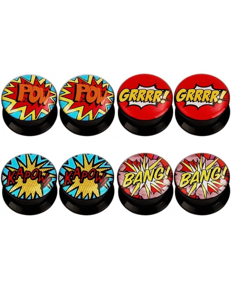 KUBOOZ(4 Pairs Cartoon Acrylic Ear Plugs Tunnels Gauges Stretcher Piercings Gauge:7/8"(22mm) $11.79 Body Jewelry