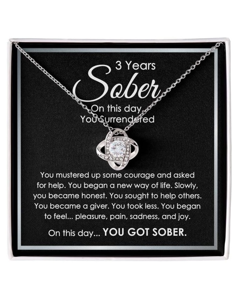 Sobriety Anniversary Necklace Silver Plated Love Knot Standard - On This Day You Surrender - Sober Birthday Milestone Recover...