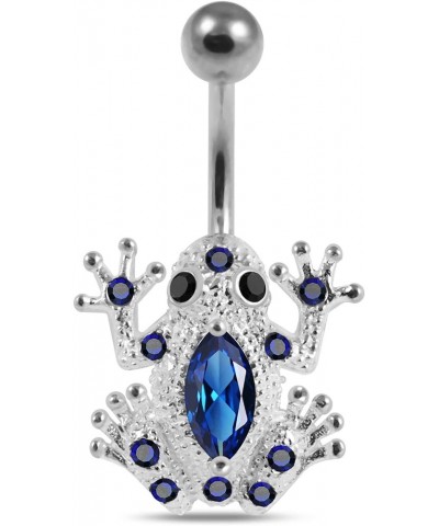 Multi Crystal Gemstone Frog Design 925 Sterling Silver Belly Ring Body Jewelry Dark Blue $14.43 Body Jewelry