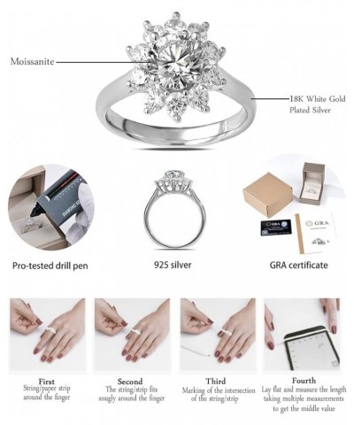 1-2CT Moissanite Rings for Women 18K White Gold Plated 925 Sterling Silver Sunflower Engagement Ring Wedding Diamond Rings Pr...