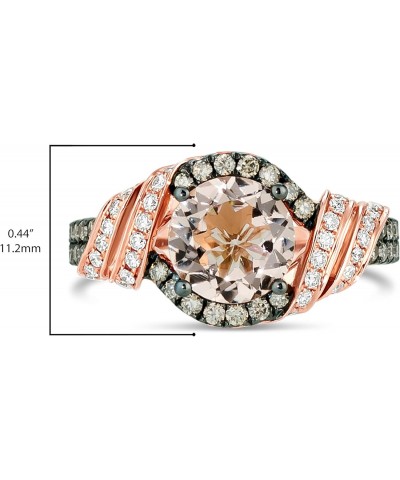 14K Rose Gold, Morganite & 1/2 Cttw White/Chocolate Diamond Ribbons Halo Fashion Ring (G-H & Fancy Brown Color, VS2-SI2 Clari...