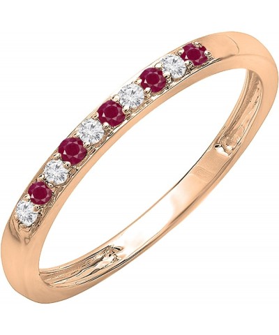 Round Ruby & White Diamond Alternate Stone Wedding Band for Women in 14K Gold 7 Rose Gold $126.60 Bracelets