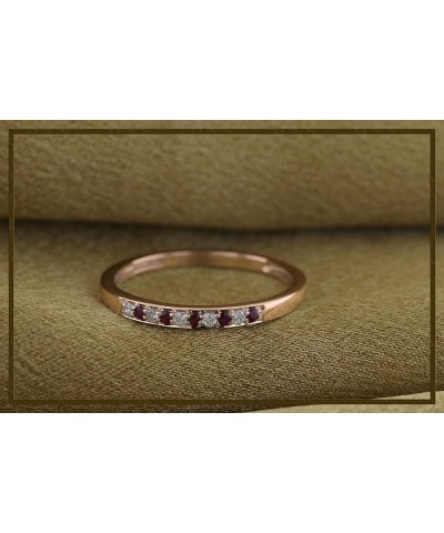 Round Ruby & White Diamond Alternate Stone Wedding Band for Women in 14K Gold 7 Rose Gold $126.60 Bracelets