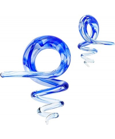 2PcsArt Glass Tapers Colorful Ear Tunnels Plugs Gagues Stretchers for Women Men Blue lines $9.61 Body Jewelry