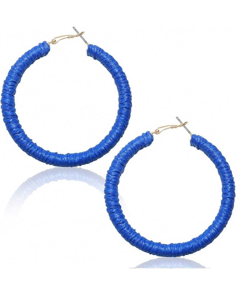 Rattan Earrings Boho Raffia Earrings For Women Handmade Woven Wicker Hoop Earrings Rattan Earrings for Women Big Circle Dangl...