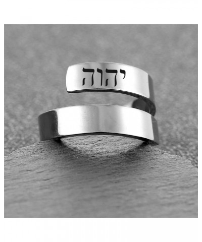 YHWH Hebrew God Name 18K Gold Wrap Cuff Ring Stainless Steel Jewish Jehovah Tetragrammaton Symbol Finger Ring for Israel Chri...