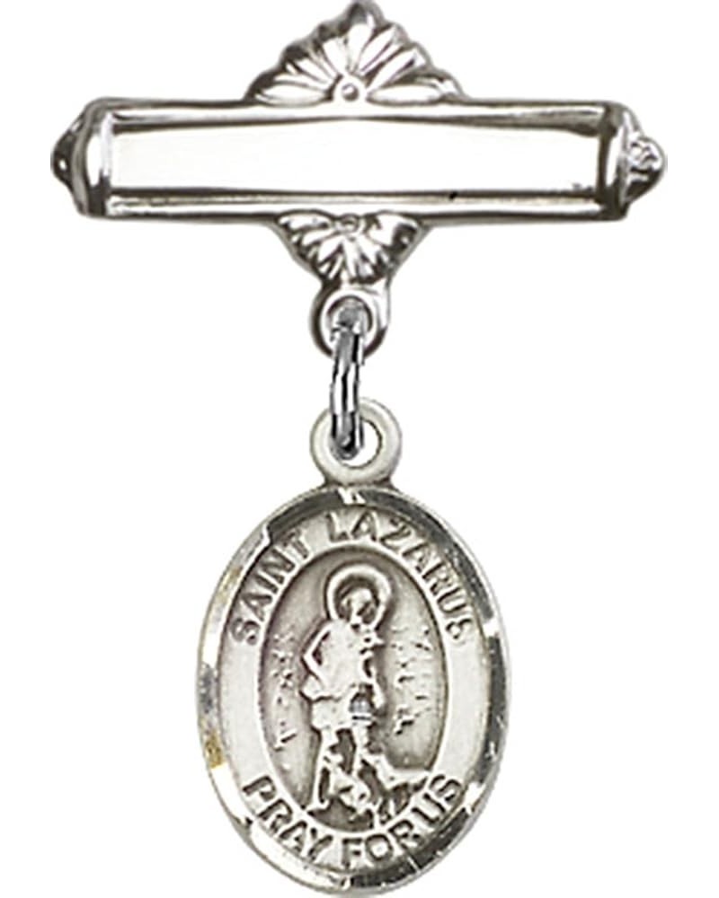 Sterling Silver Polished Baby Badge Bar Pin with Charm, 11/16 Inch Saint Lazarus $38.33 Brooches & Pins