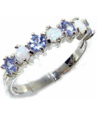 925 Sterling Silver Real Genuine Opal & Tanzanite Womans Eternity Ring $44.72 Rings