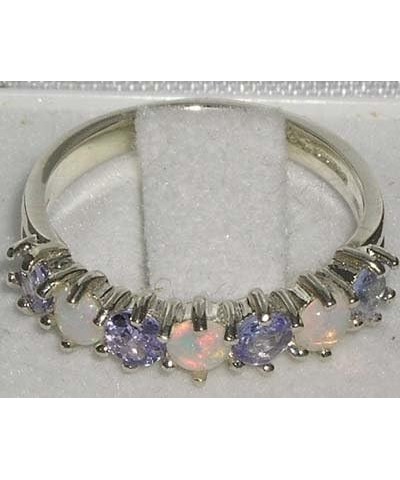 925 Sterling Silver Real Genuine Opal & Tanzanite Womans Eternity Ring $44.72 Rings