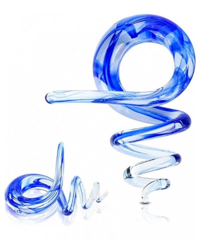 2PcsArt Glass Tapers Colorful Ear Tunnels Plugs Gagues Stretchers for Women Men Blue lines $9.61 Body Jewelry