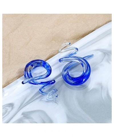 2PcsArt Glass Tapers Colorful Ear Tunnels Plugs Gagues Stretchers for Women Men Blue lines $9.61 Body Jewelry