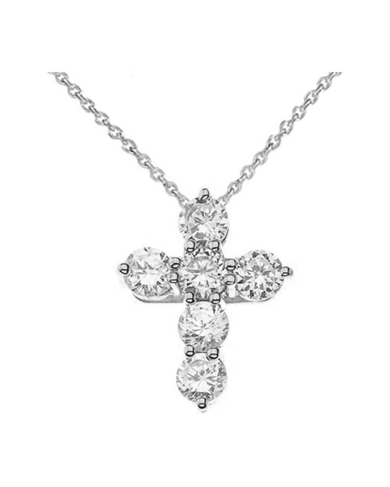 Elegant 14k White Gold CZ-Accented Cross Pendant Necklace Sizes Mini-Small 20.0 Inches Mini $79.99 Necklaces