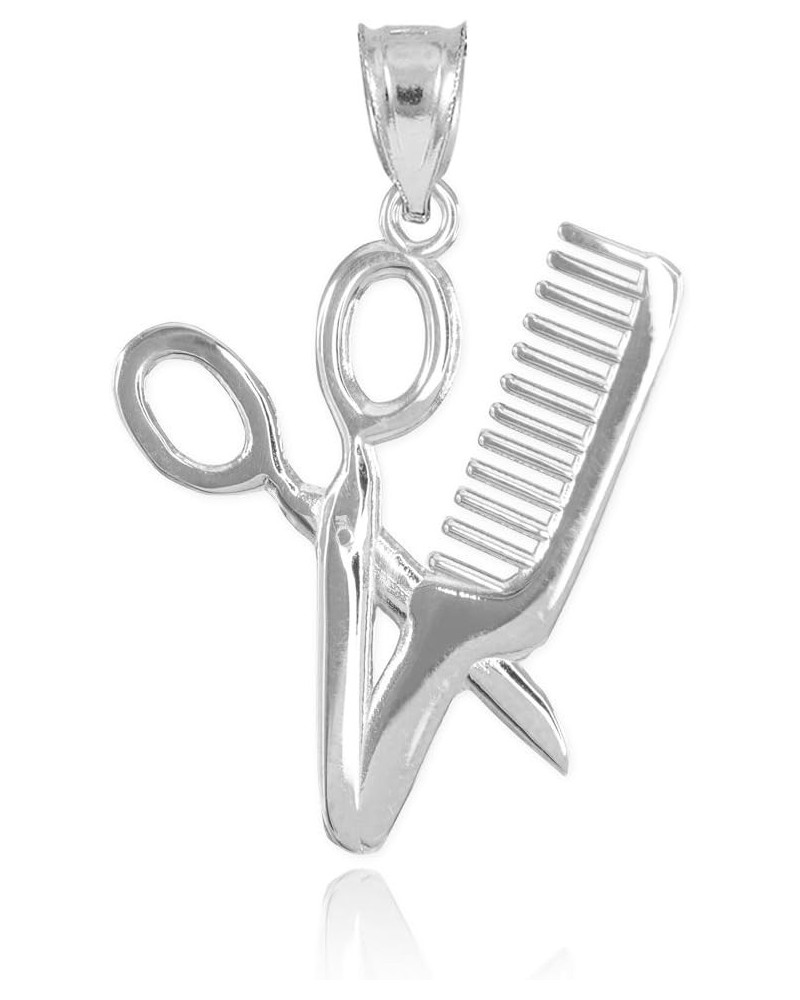 Fine 925 Sterling Silver High Polish Hair Stylist Scissors and Comb Charm Pendant $12.99 Pendants