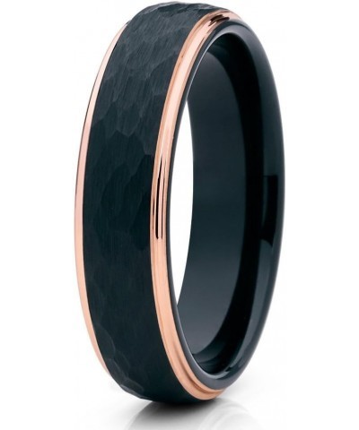 Rose Gold Tungsten Wedding Ring,Rose Gold Tungsten Ring,Black Tungsten Ring,Hammered Ring,6mm $21.23 Rings