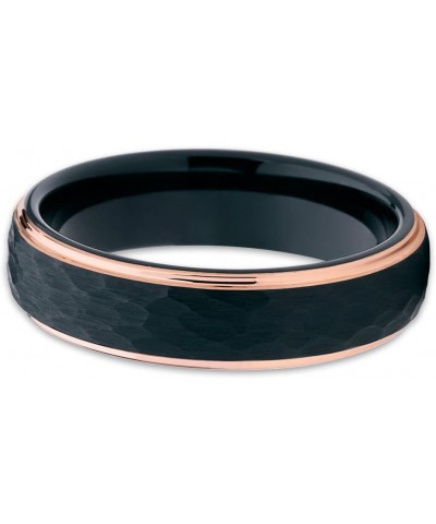 Rose Gold Tungsten Wedding Ring,Rose Gold Tungsten Ring,Black Tungsten Ring,Hammered Ring,6mm $21.23 Rings