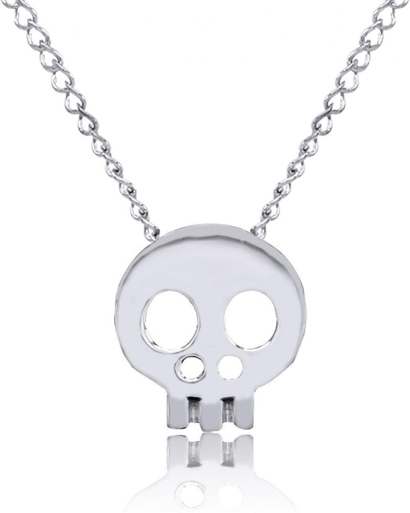 Jewel Zone US 925 Sterling Silver Tiny Skull Necklace 18" Chain white-gold-plated-silver $18.80 Necklaces