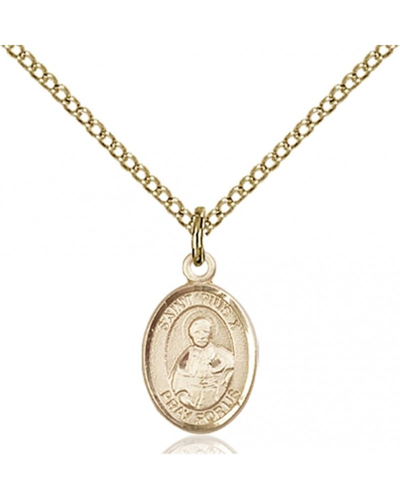 14KT Gold Filled Catholic Patron Saint Petite Charm Medal, 1/2 Inch Saint Pius X $42.50 Pendants