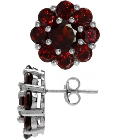 8.64ct. Natural Garnet White Gold Plated 925 Sterling Silver Flower Cluster Post Earrings $20.01 Earrings