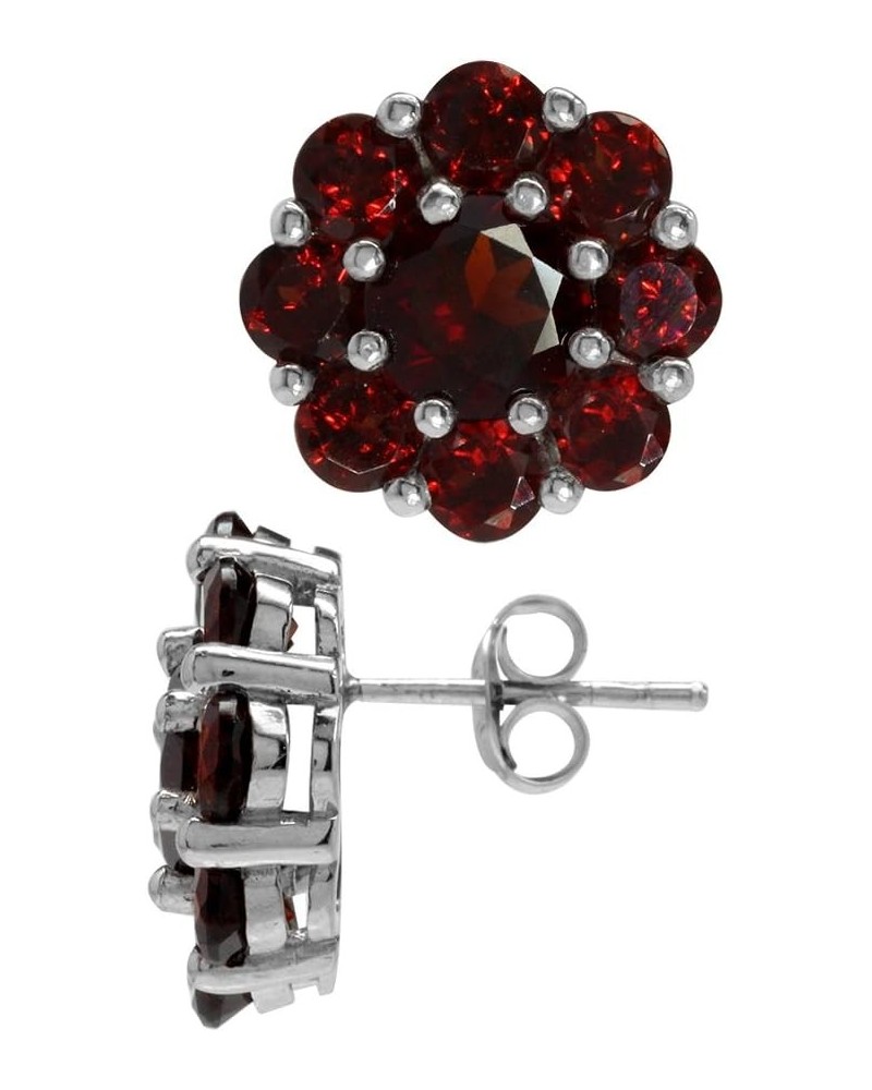 8.64ct. Natural Garnet White Gold Plated 925 Sterling Silver Flower Cluster Post Earrings $20.01 Earrings