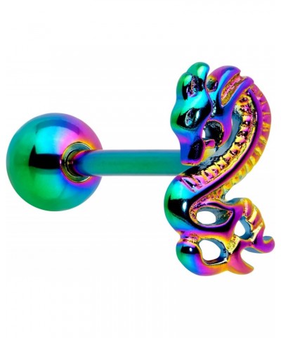 Stainless Steel Rainbow 3D Dragon Top Barbell Tongue Ring $6.71 Body Jewelry