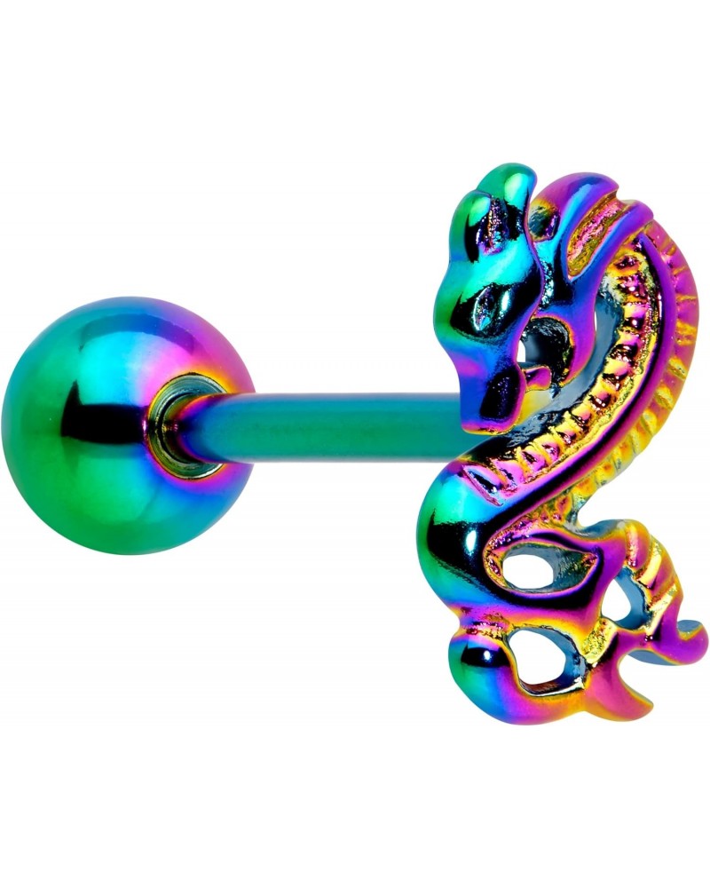 Stainless Steel Rainbow 3D Dragon Top Barbell Tongue Ring $6.71 Body Jewelry